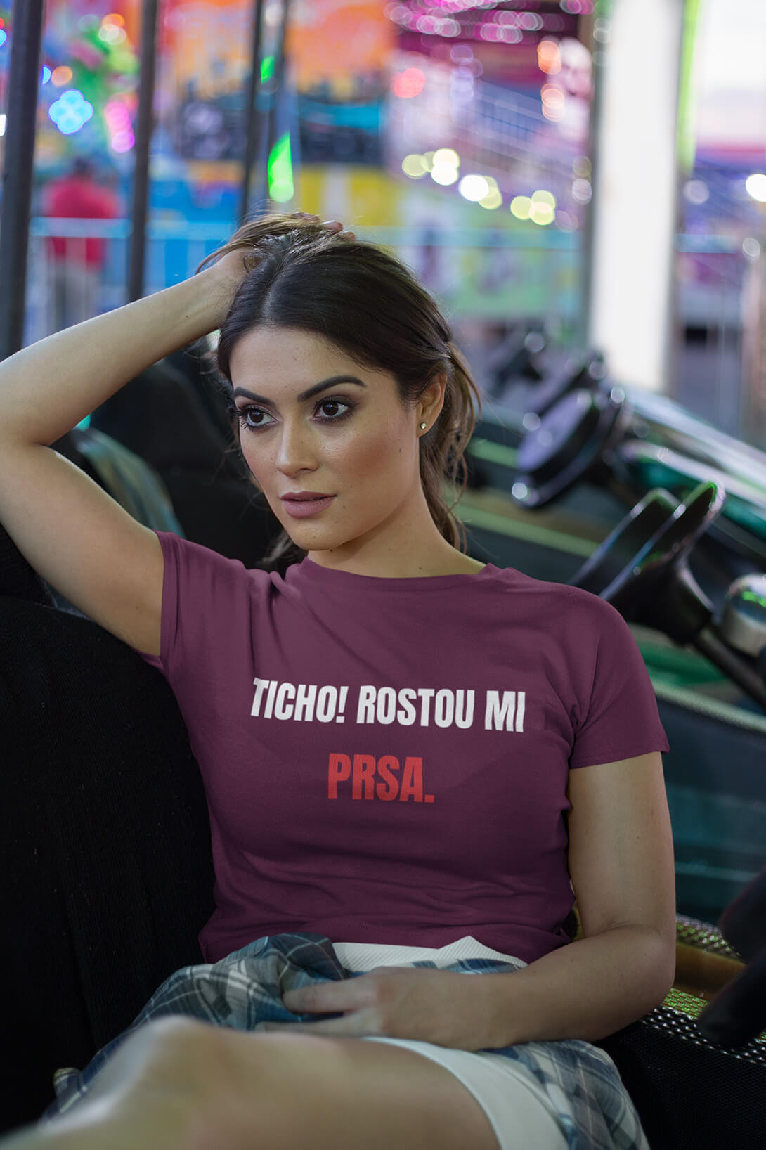 Levně Dámské tričko Prsa Barva: Fuchsiová