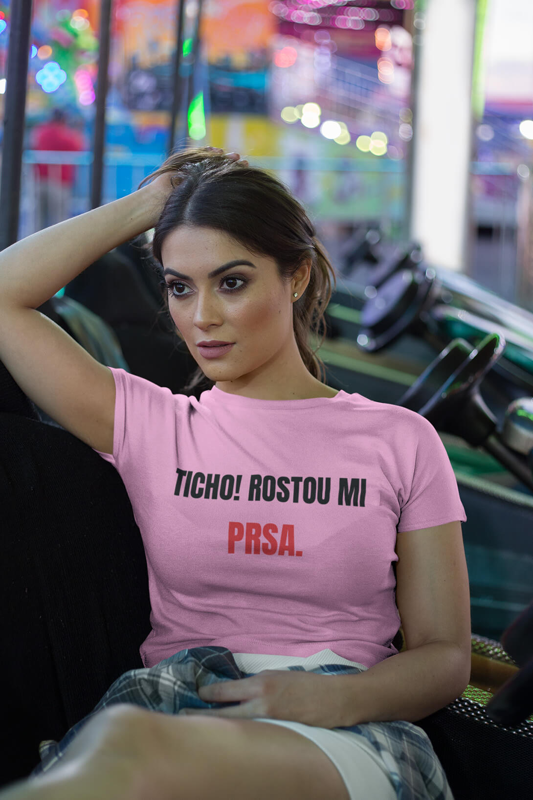 Levně Dámské tričko Prsa Barva: Ružová