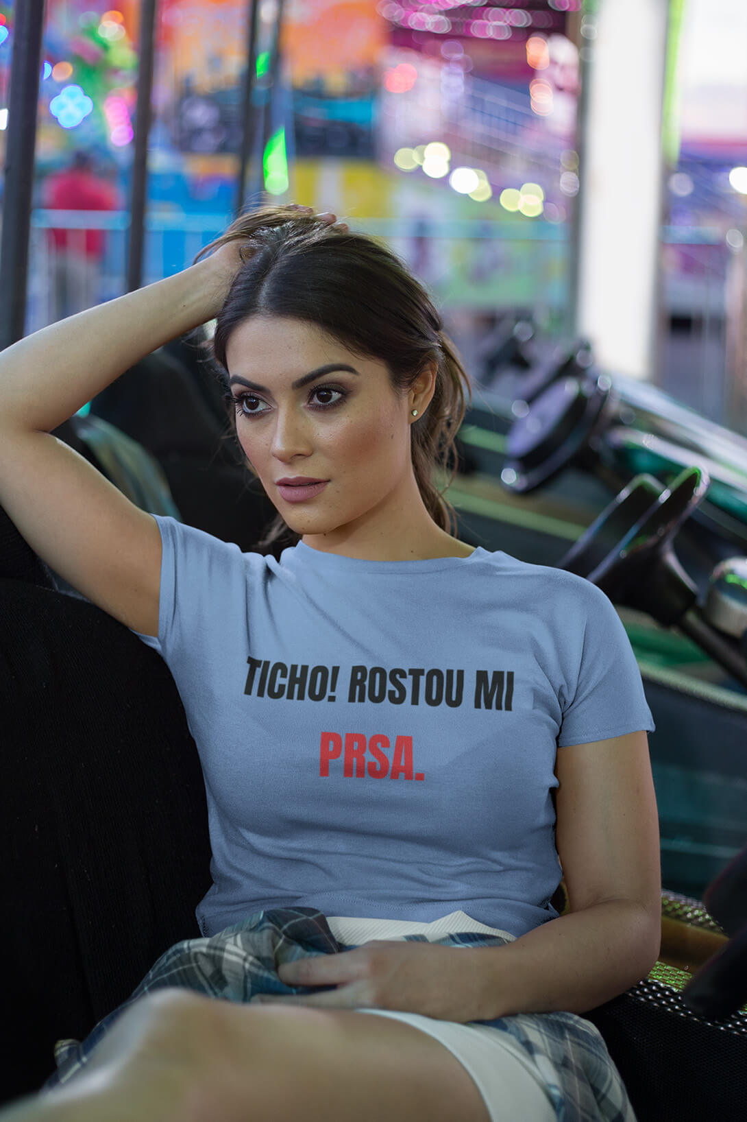 Dámské tričko Prsa Barva: Světlemodrá, Velikost: L