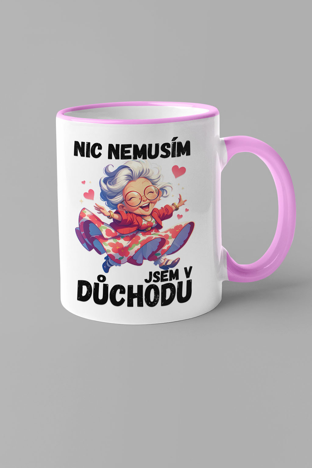 Levně Dámský hrnek Jsem v důchodu Barva: Ružová