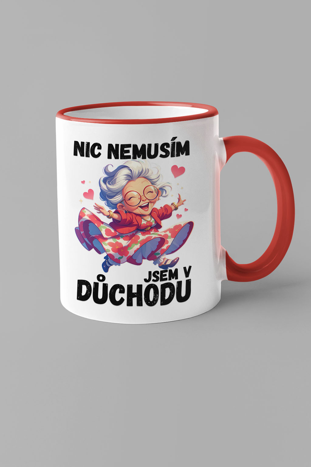 Dámský hrnek Jsem v důchodu Barva: Červená