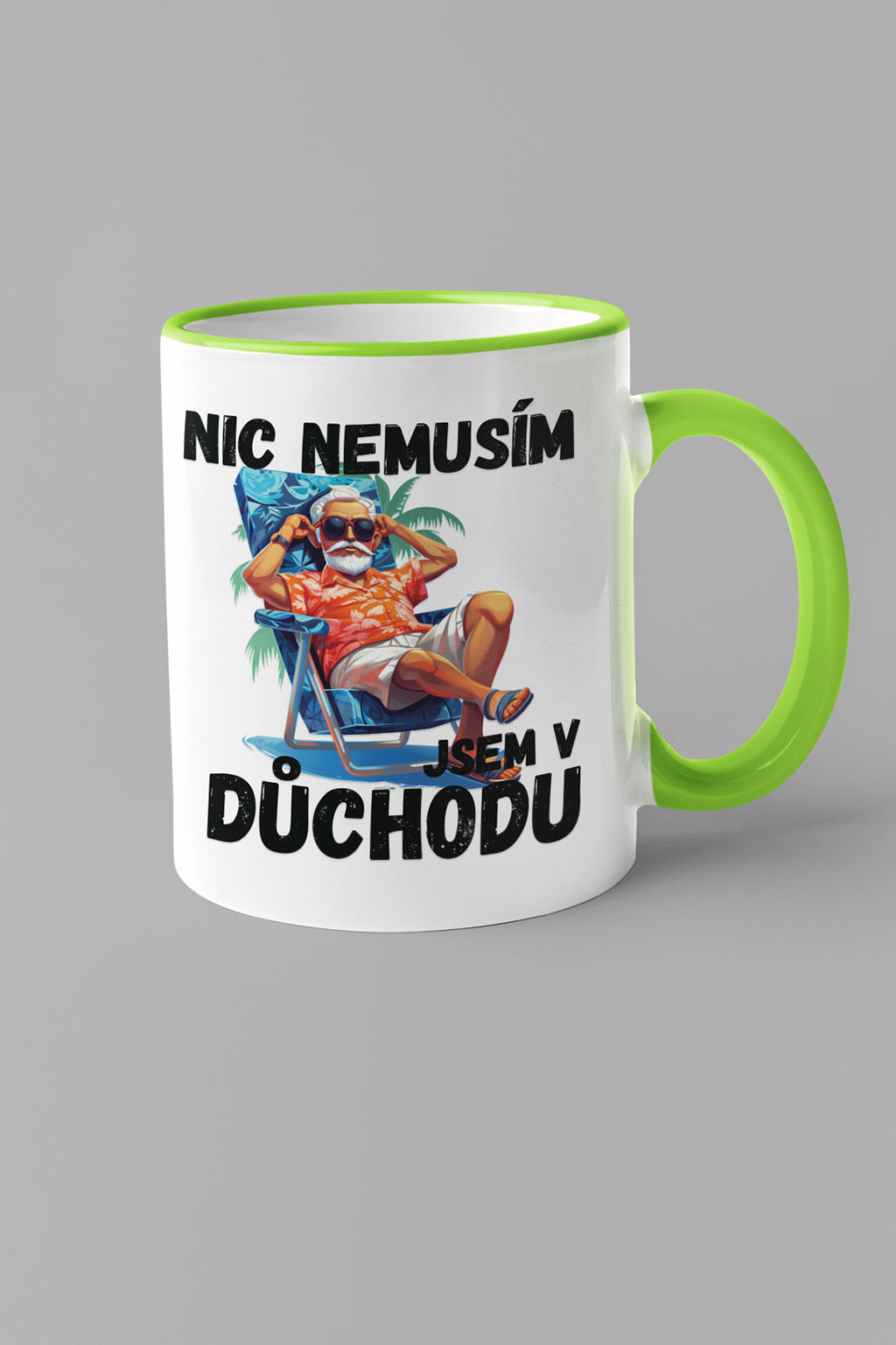 Pánský hrnek Jsem v důchodu Barva: Zelená