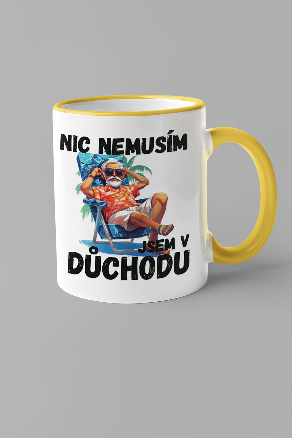 Pánský hrnek Jsem v důchodu Barva: Žlutá