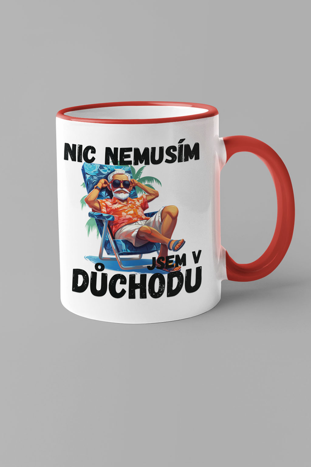 Pánský hrnek Jsem v důchodu Barva: Červená