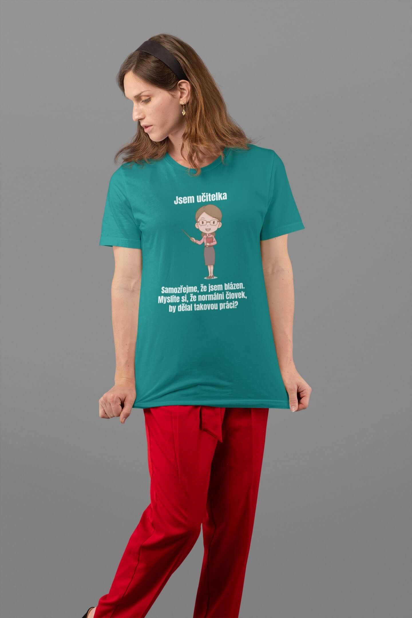 Dámské tričko Učitelka Barva: Smaragdově zelená, Velikost: 2XL