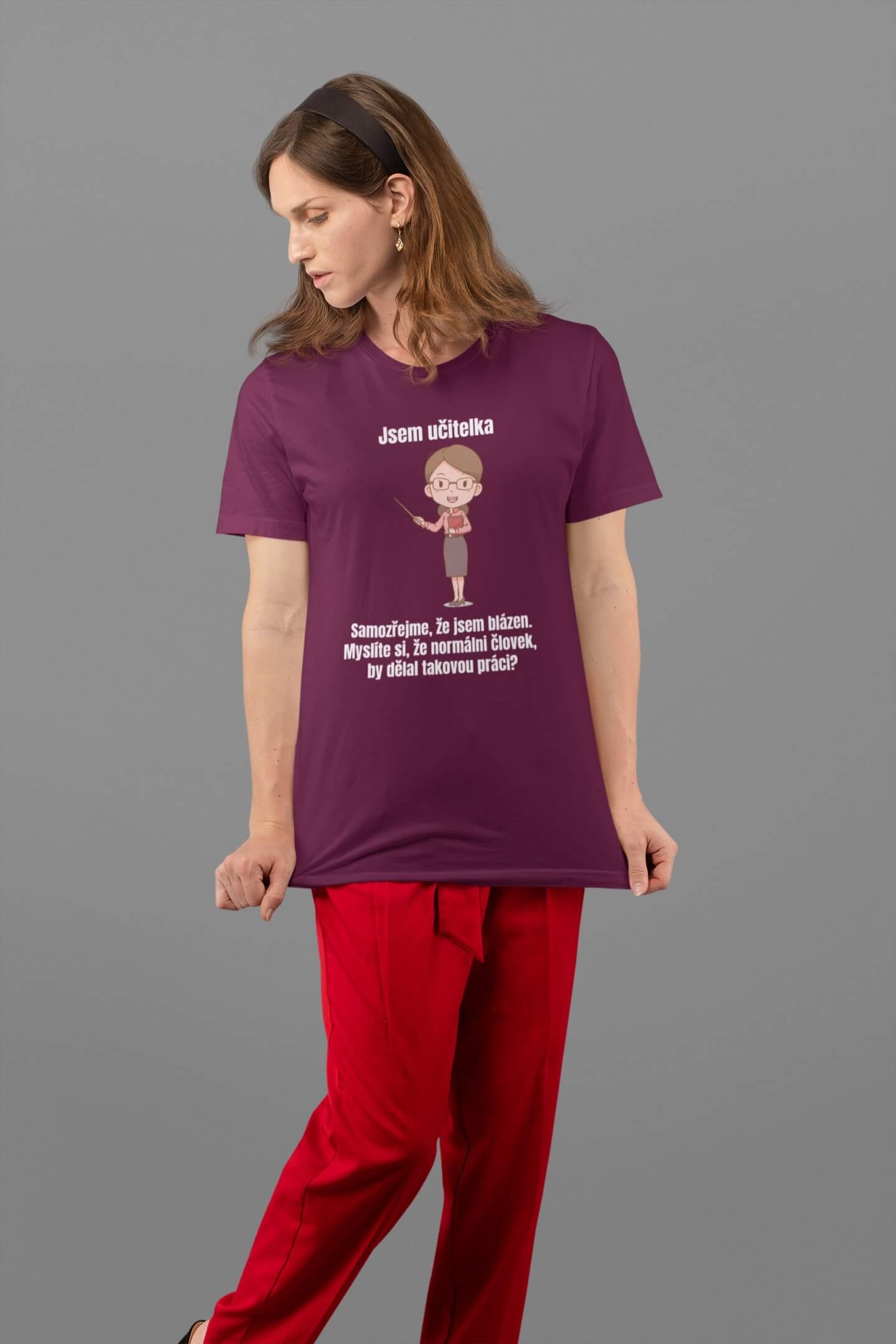 Dámské tričko Učitelka Barva: Fuchsiová, Velikost: XL