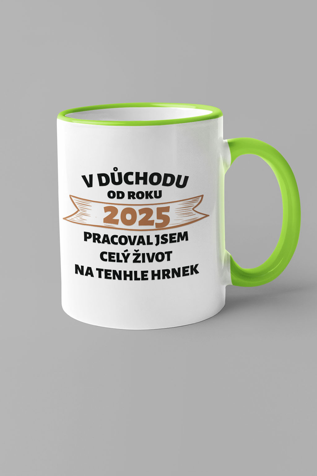 Pánský hrnek V důchodu od roku... Barva: Zelená