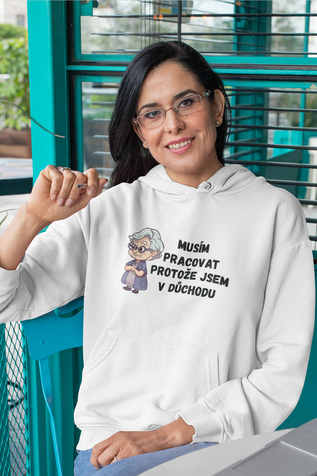 Dámská mikina Protože jsem v důchodu Barva: Bíla, Velikost: 2XL