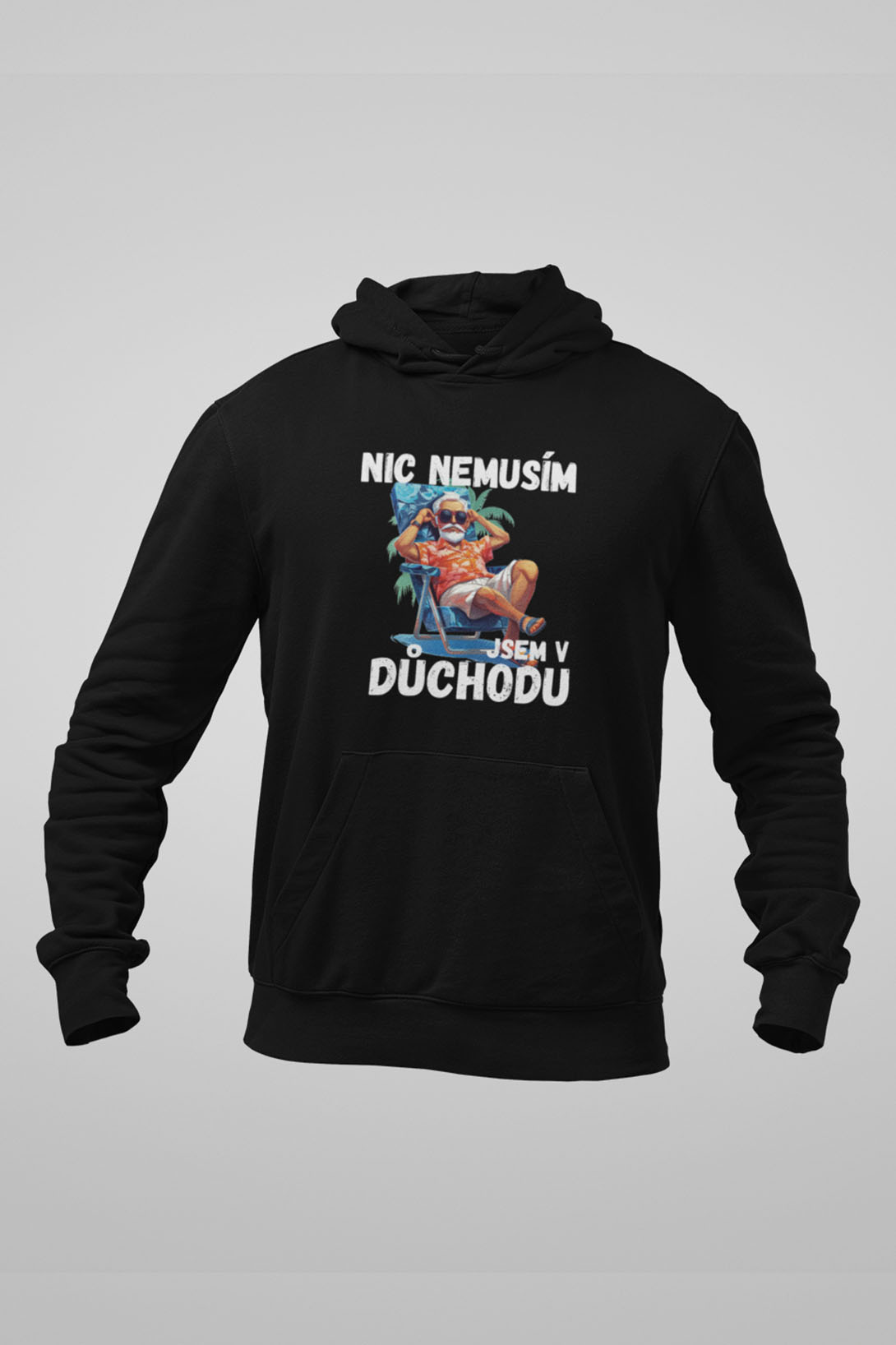 Pánská mikina Jsem v důchodu Barva: Černá, Velikost: L