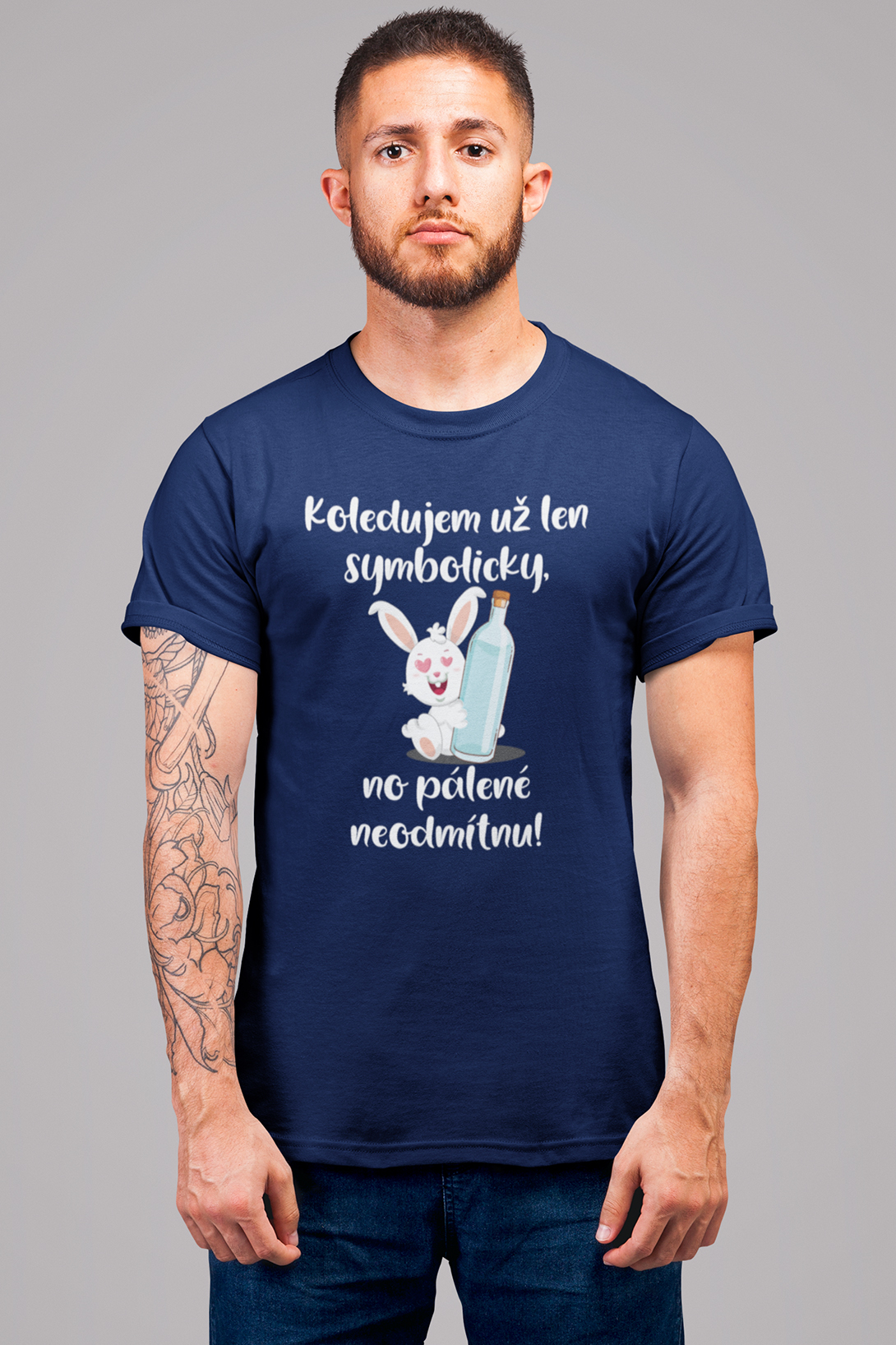 Pánské tričko Koledujem už len symbolicky Barva: Půlnoční modrá, Velikost: L