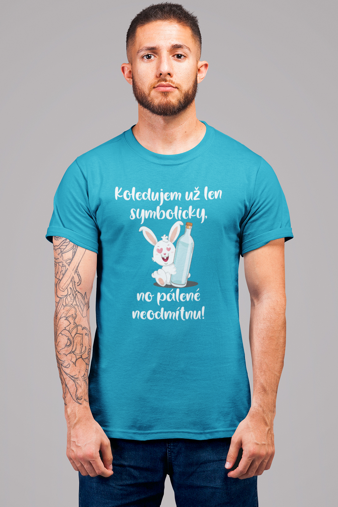 Pánské tričko Koledujem už len symbolicky Barva: Tyrkysová, Velikost: XL
