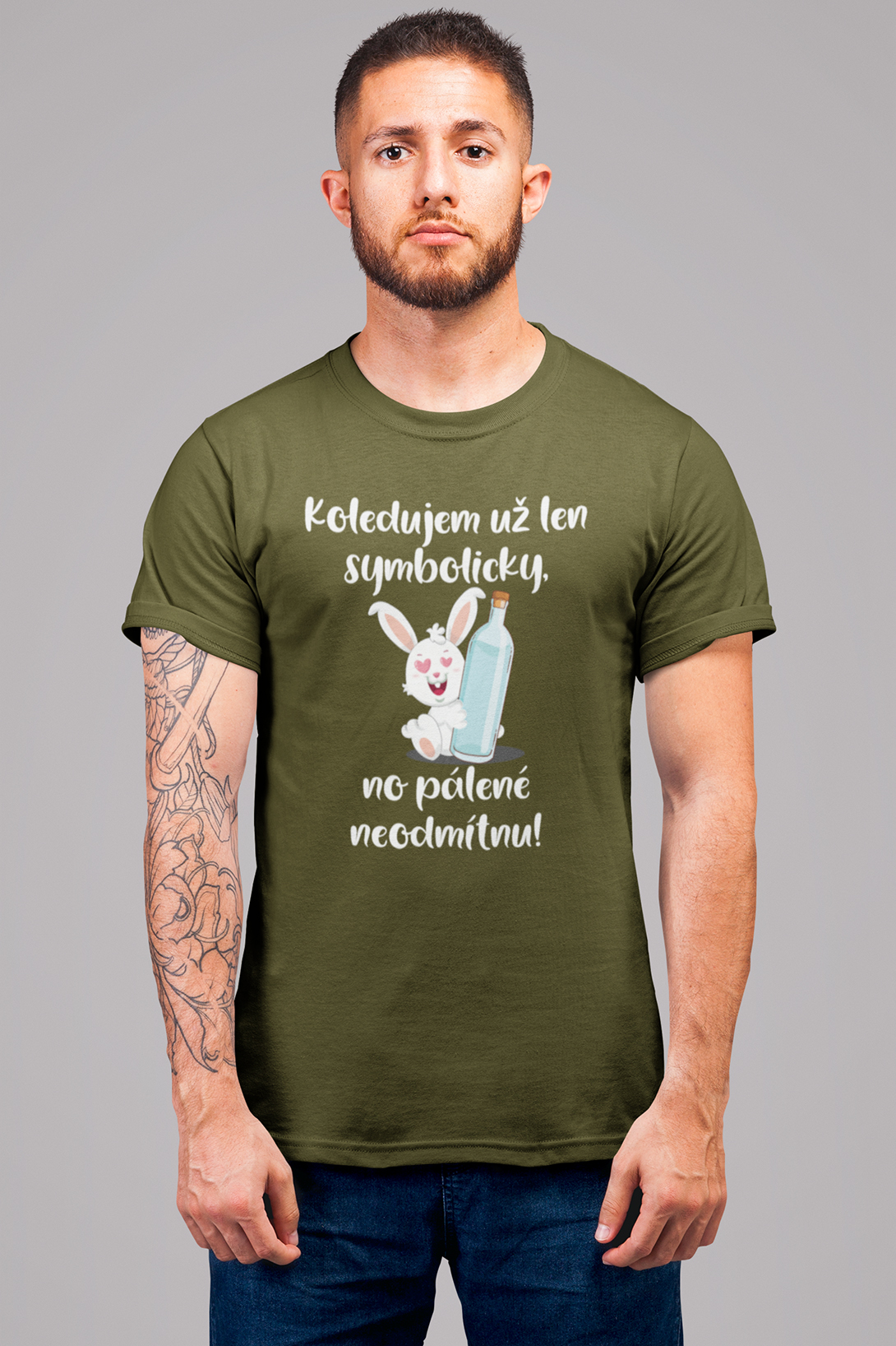 Pánské tričko Koledujem už len symbolicky Barva: Khaki, Velikost: L