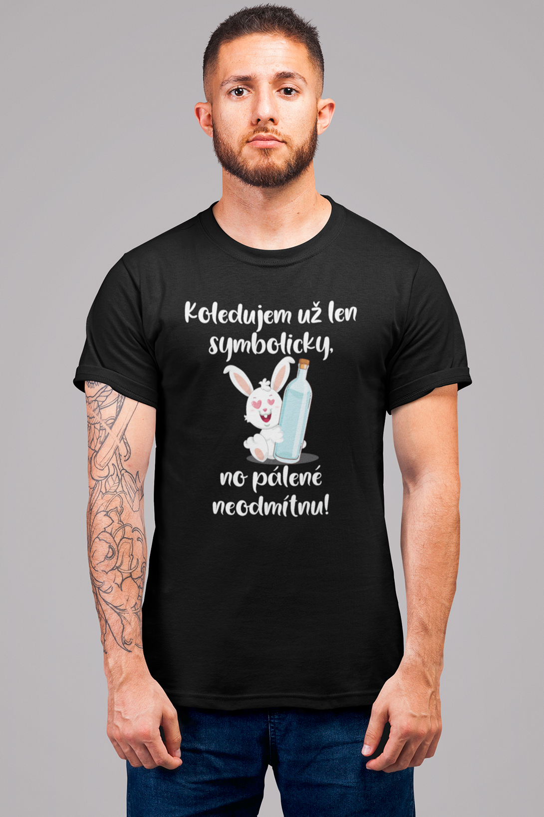 Pánské tričko Koledujem už len symbolicky Barva: Černá, Velikost: 3XL