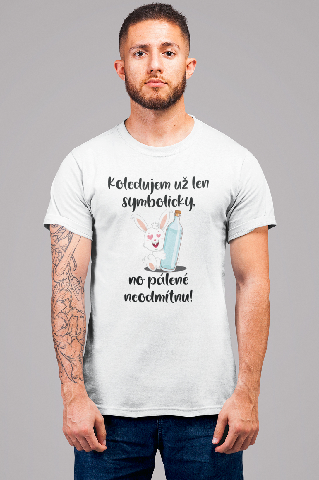 Pánské tričko Koledujem už len symbolicky Barva: Bíla, Velikost: 2XL