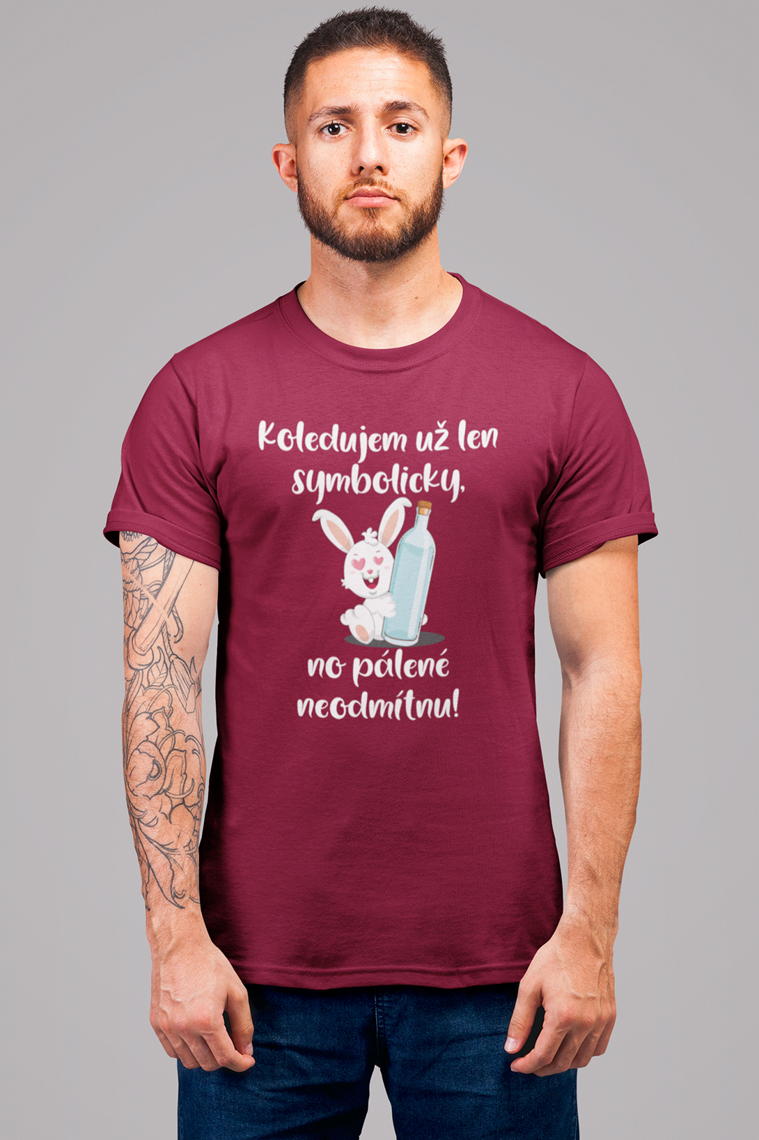 Pánské tričko Koledujem už len symbolicky Barva: Marlboro červená, Velikost: 2XL