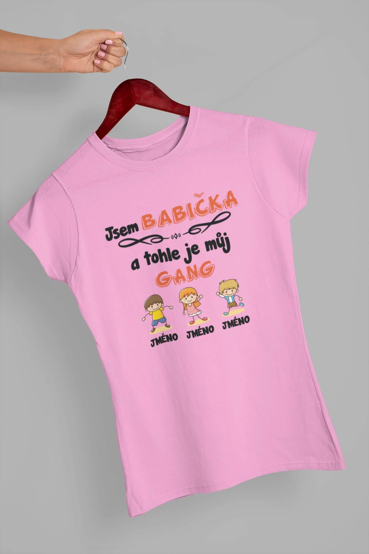 Dámské tričko Babiččin gang Barva: Růžová, Velikost: 2XL