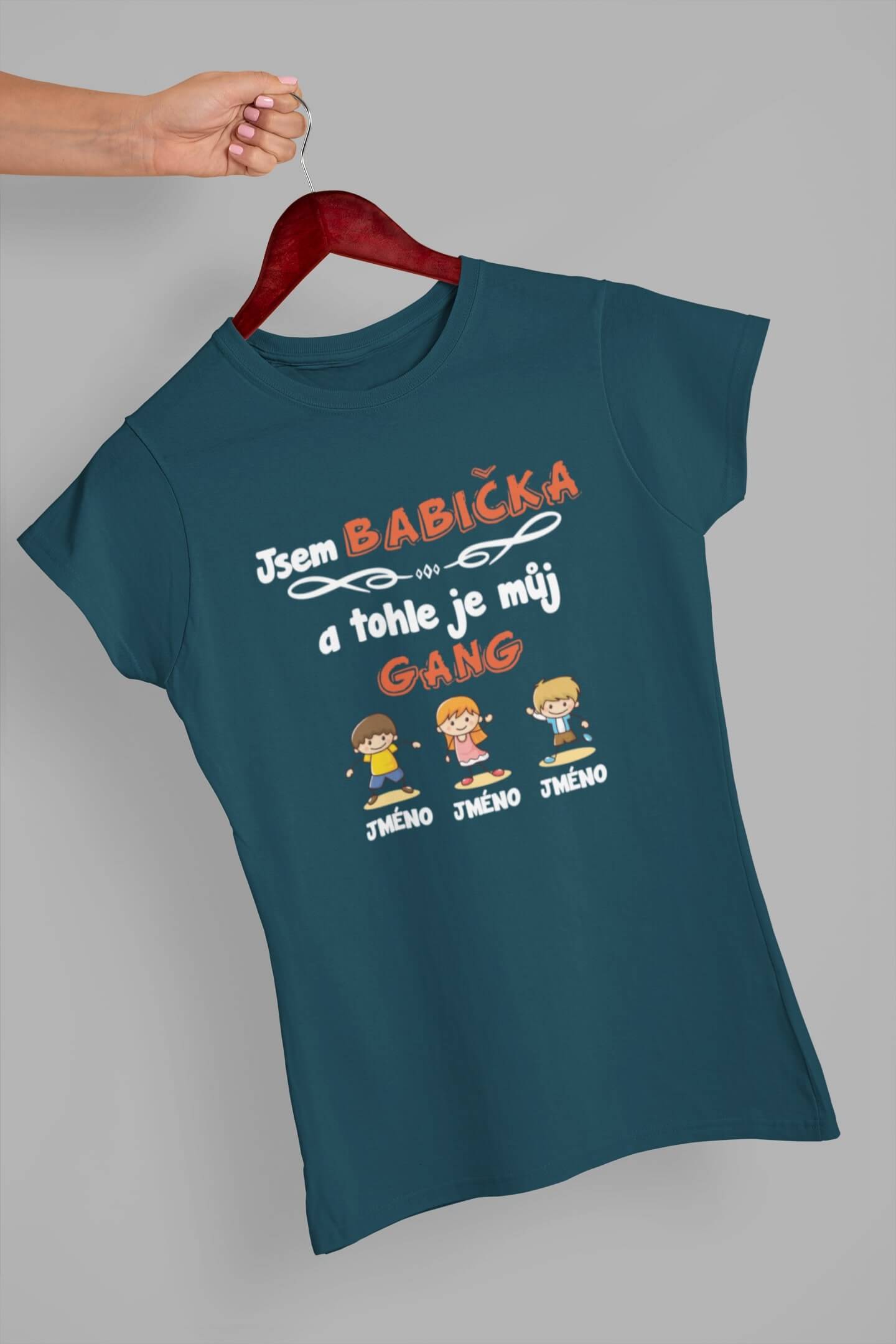 Dámské tričko Babiččin gang Barva: Petrolejová modrá, Velikost: 2XL
