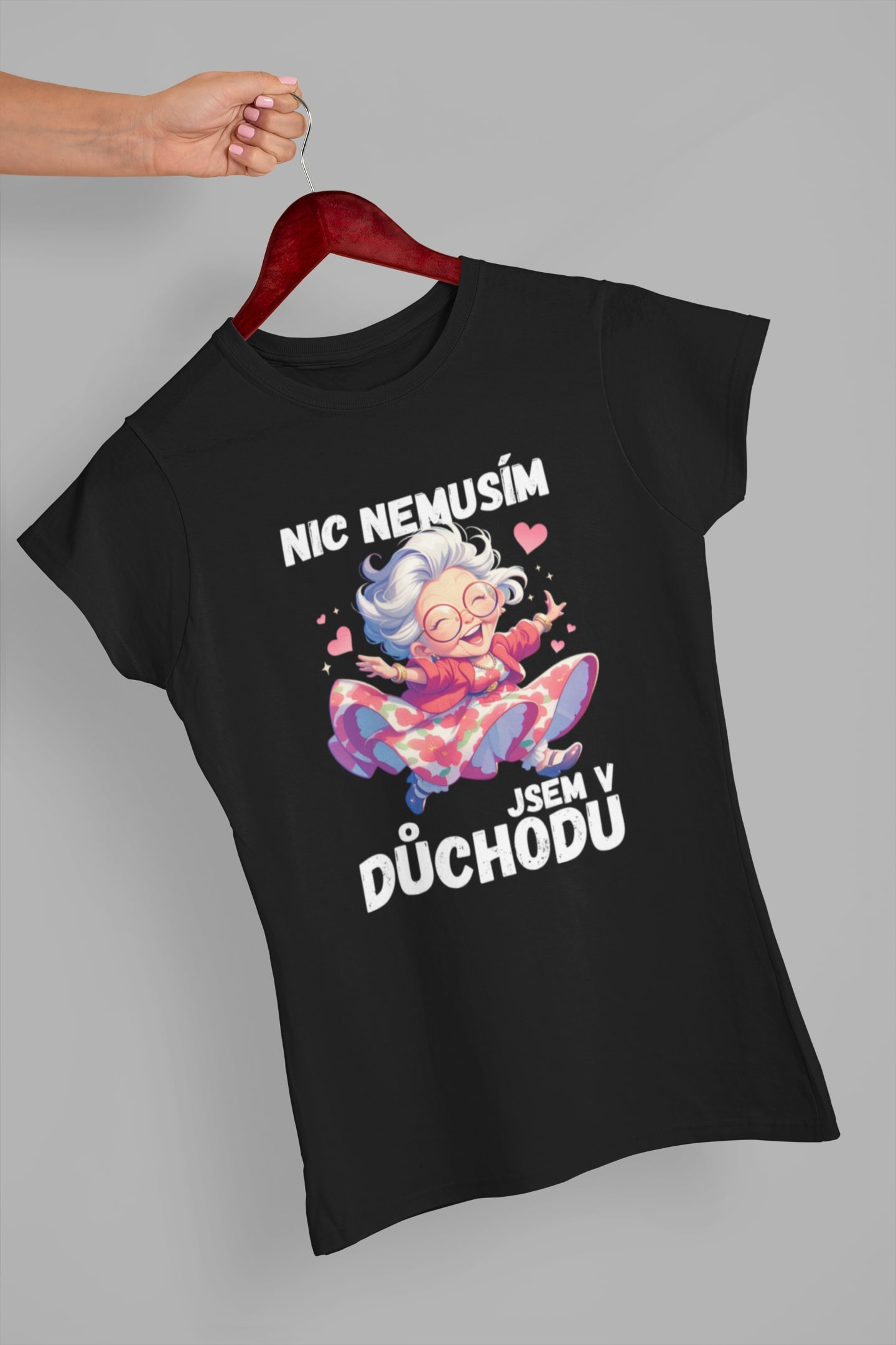 Levně Dámské tričko Jsem v důchodu Barva: Černá