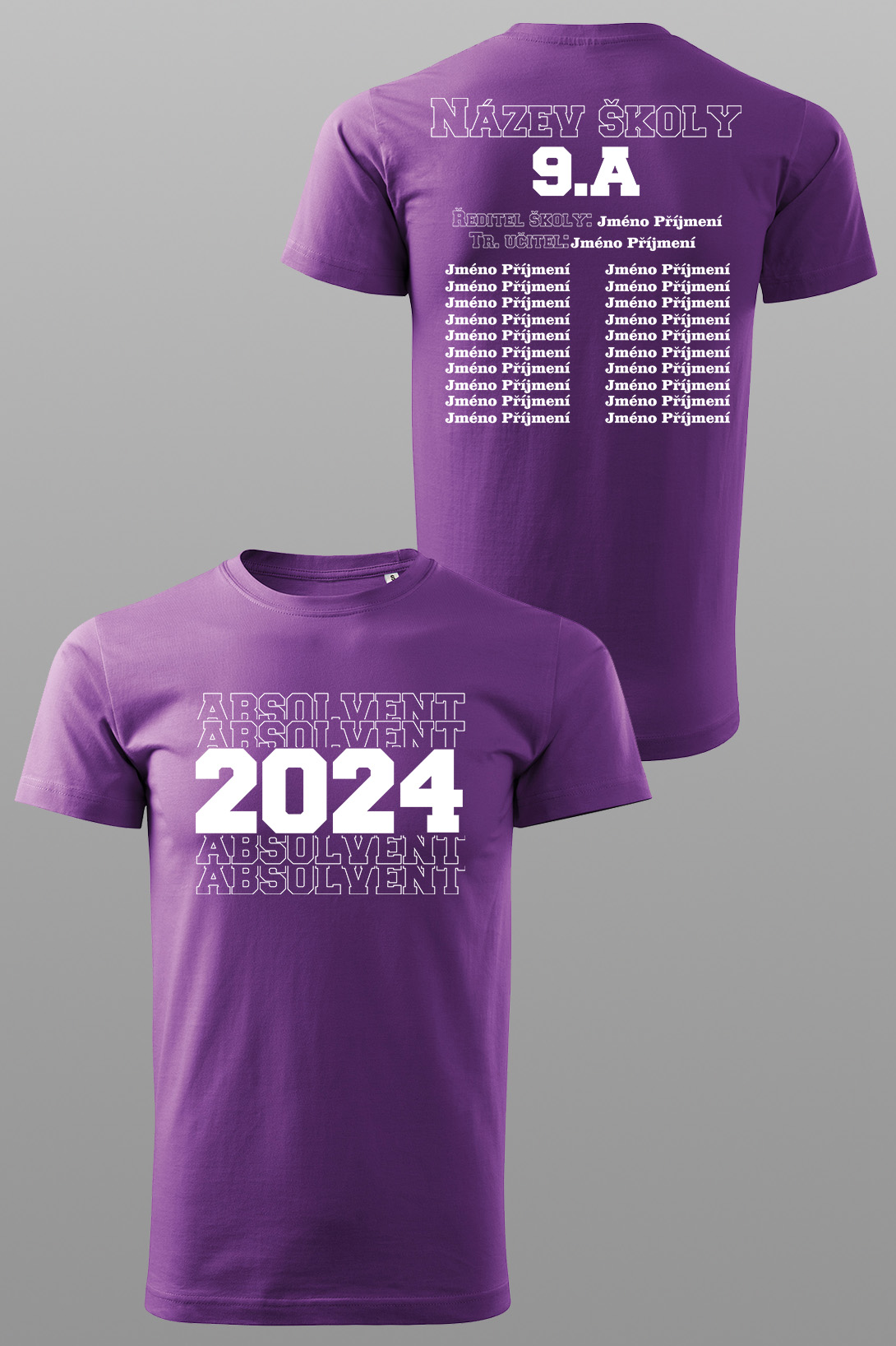 Absolventské tričko Absolvent 20XX Barva: Fialová, Velikost: 3XL