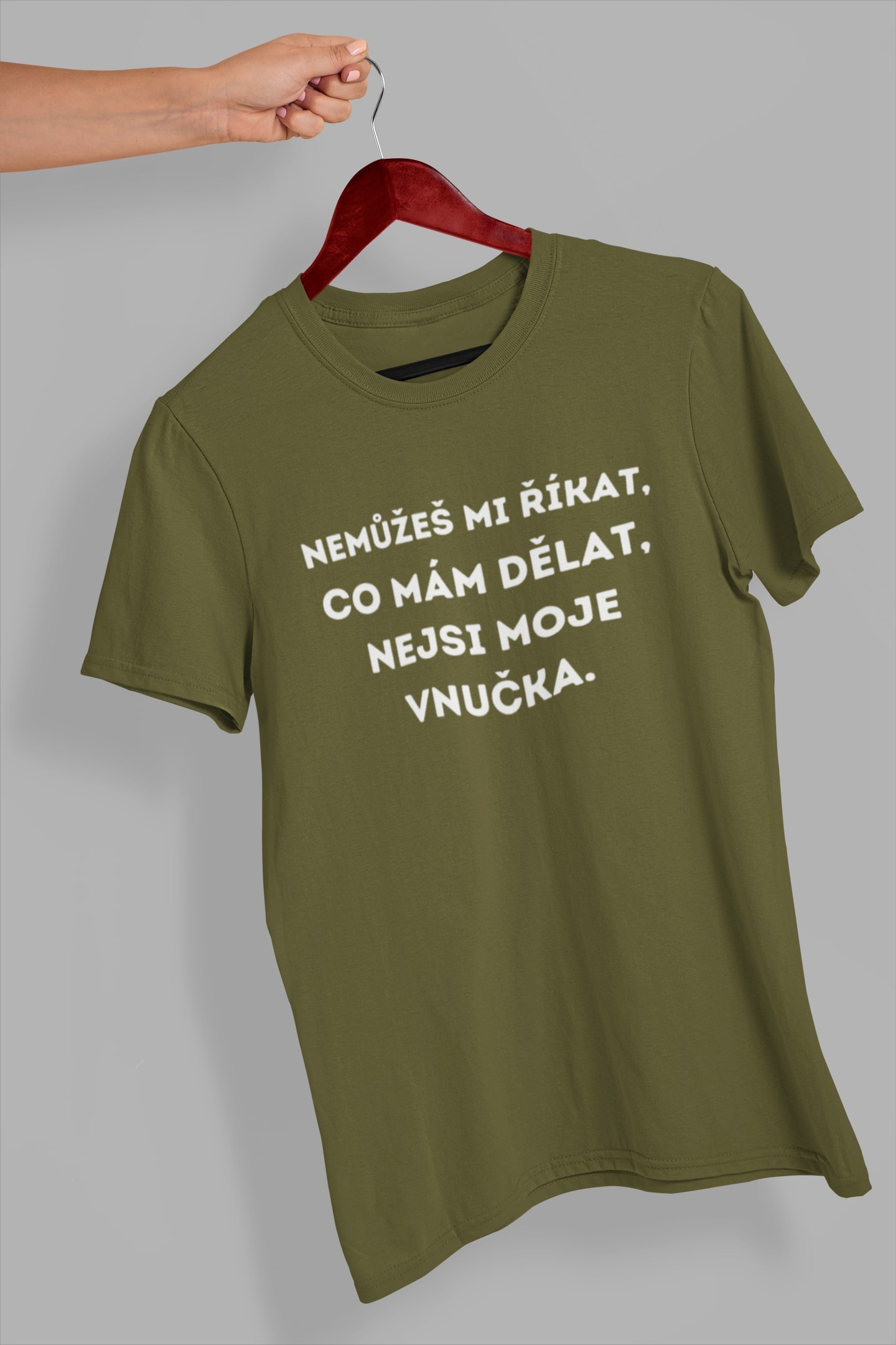 Pánské tričko Nejsi moje vnučka Barva: Khaki, Velikost: L