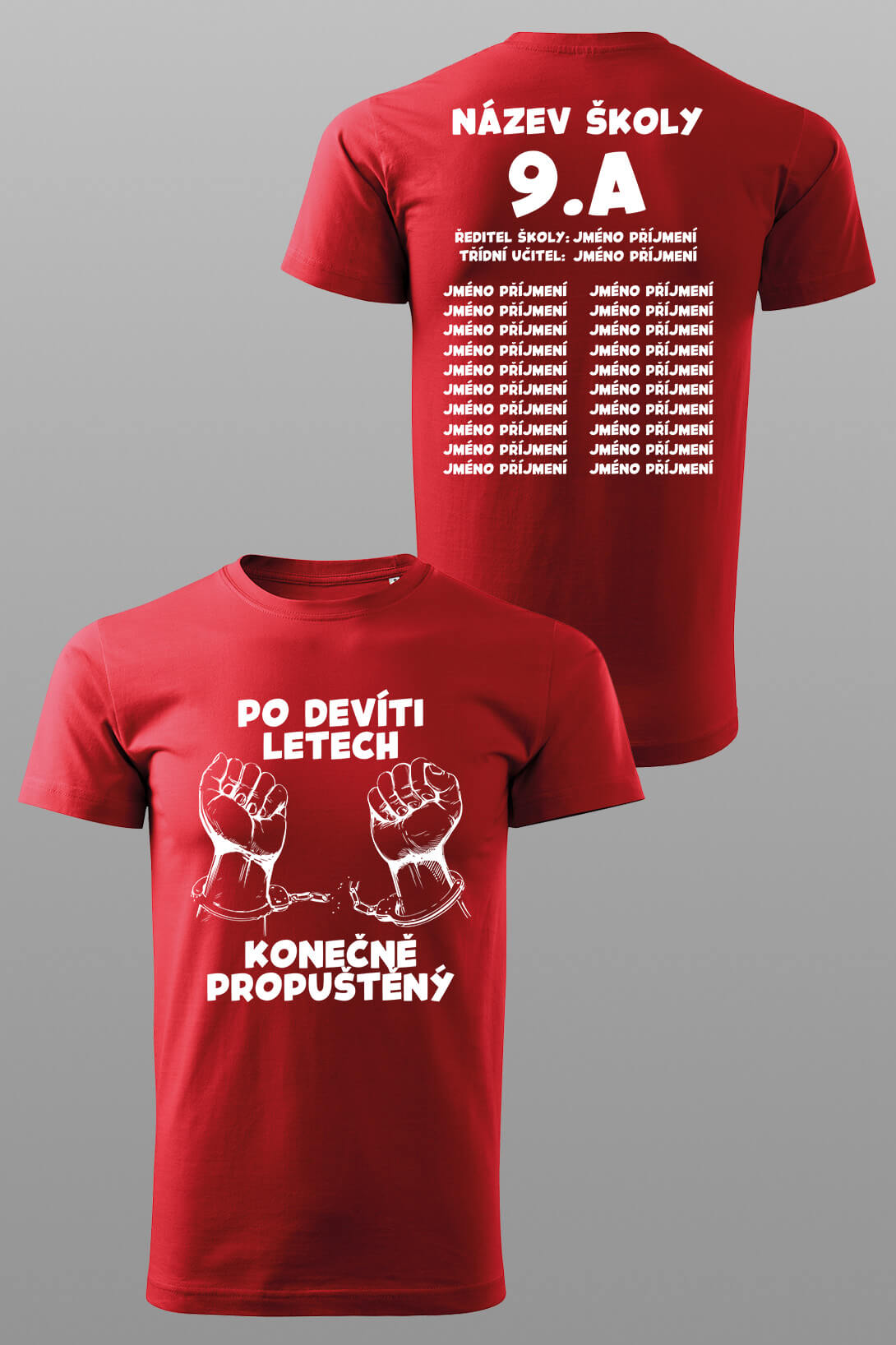 Absolventské tričko Konečne přepuštěn Barva: Marlboro červená, Velikost: 3XL