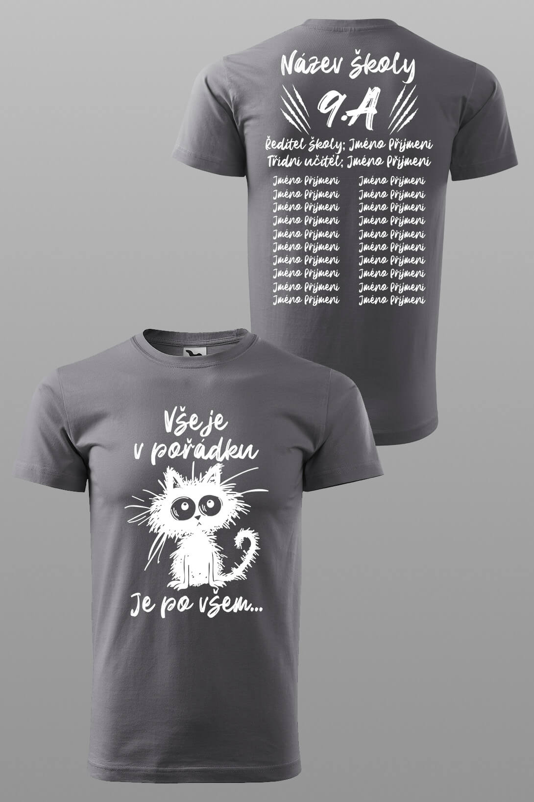 Absolventské tričko Už je po všem Barva: Ocelová šedá, Velikost: XL