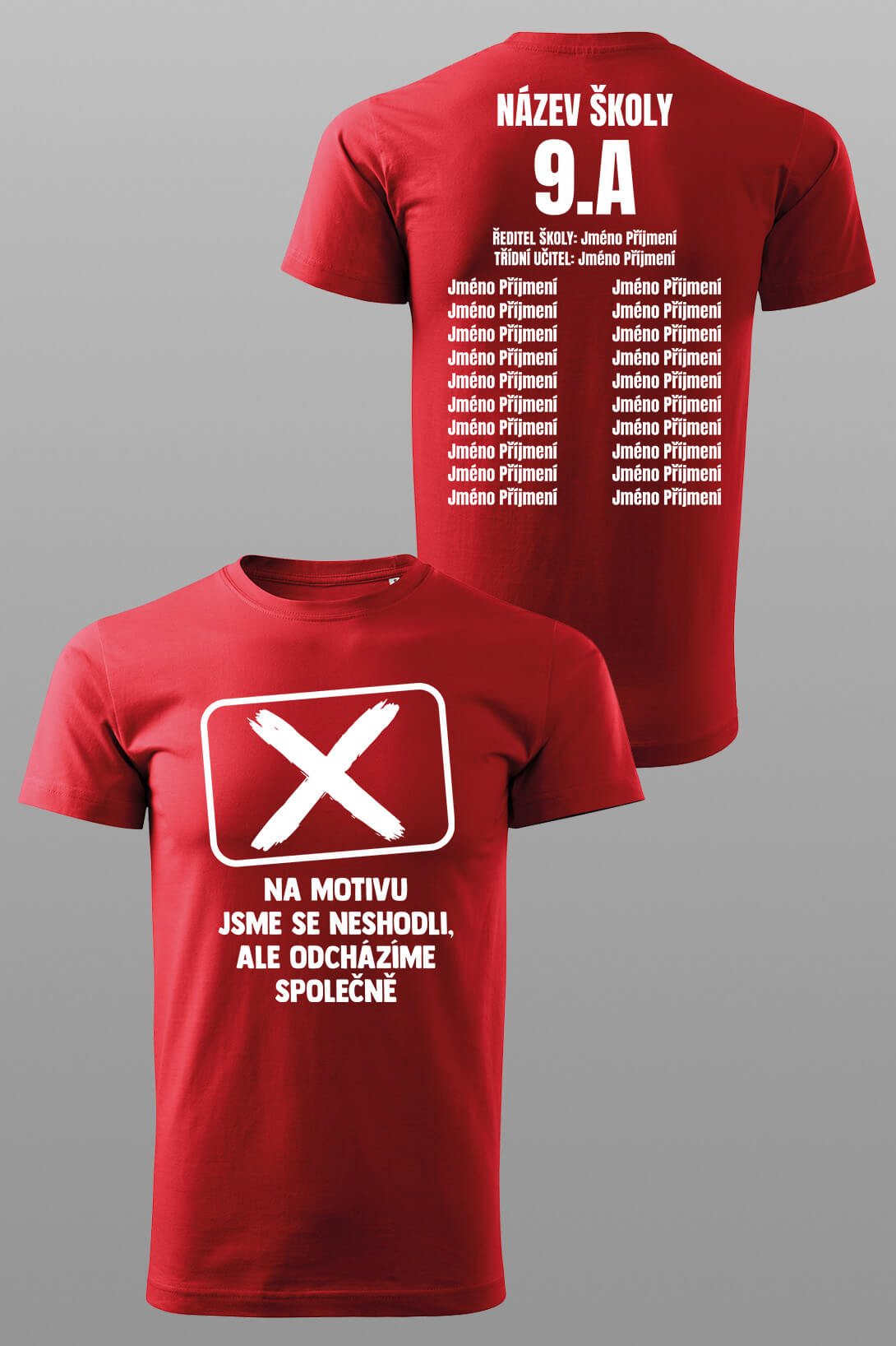 Absolventské tričko Odcházíme společně Barva: Marlboro červená, Velikost: 3XL