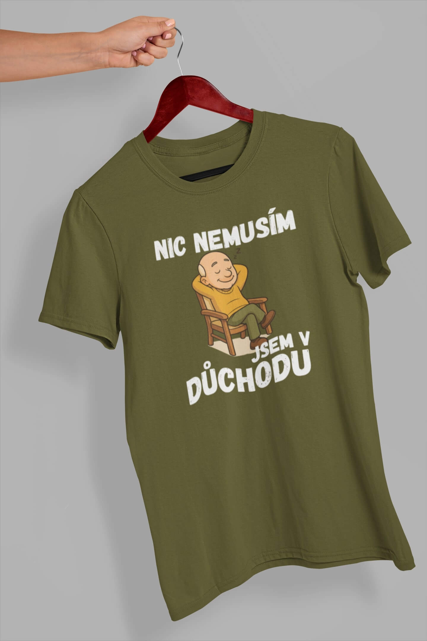 MMO Pánské tričko Důchodce Barva: Khaki, Velikost: 4XL