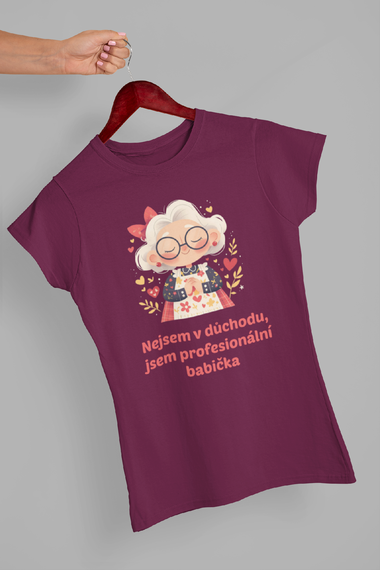 Dámske tričko Profesionální babička Barva: Fuchsiová, Velikost: L