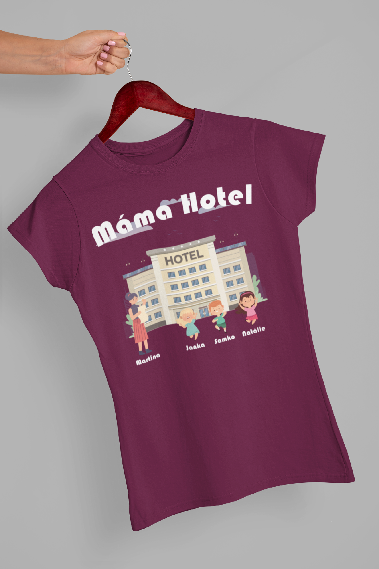 MMO Dámske triko Máma hotel Barva: Fuchsiová, Velikost: S