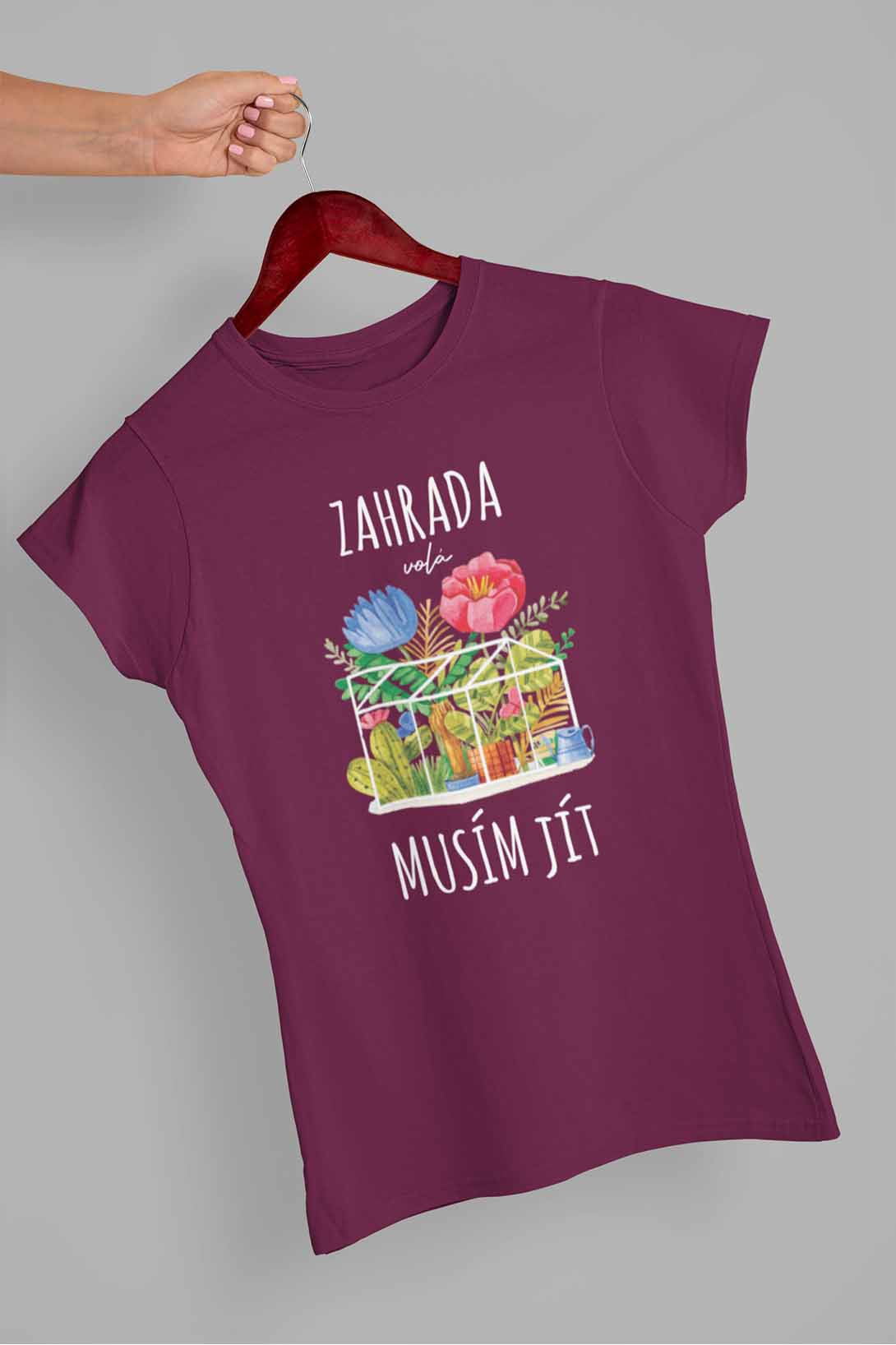 Dámské tričko Zahrada volá Barva: Fuchsiová, Velikost: M