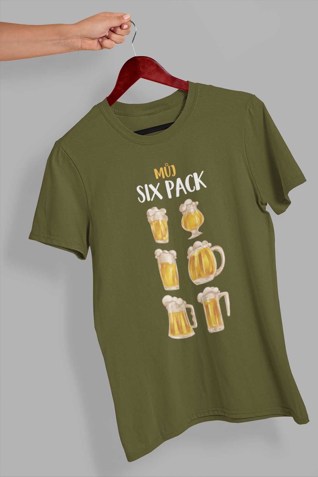 Pánské tričko Můj six pack Barva: Khaki, Velikost: 2XL