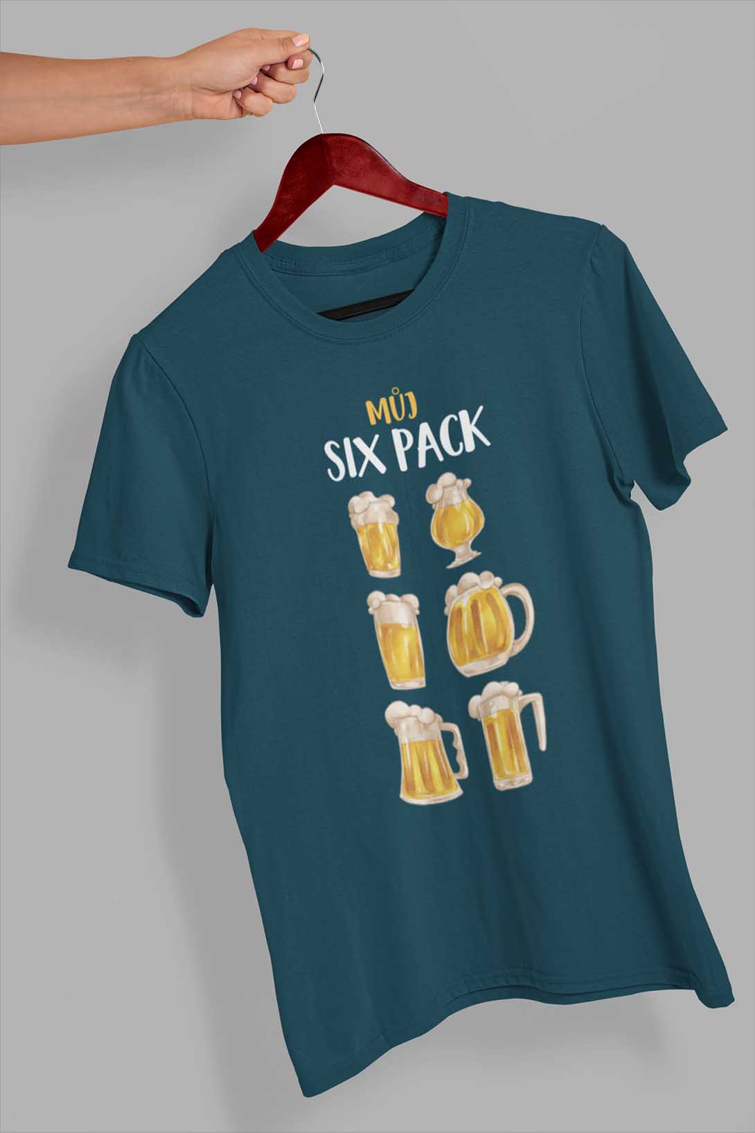 Pánské tričko Můj six pack Barva: Petrolejová modrá, Velikost: 2XL