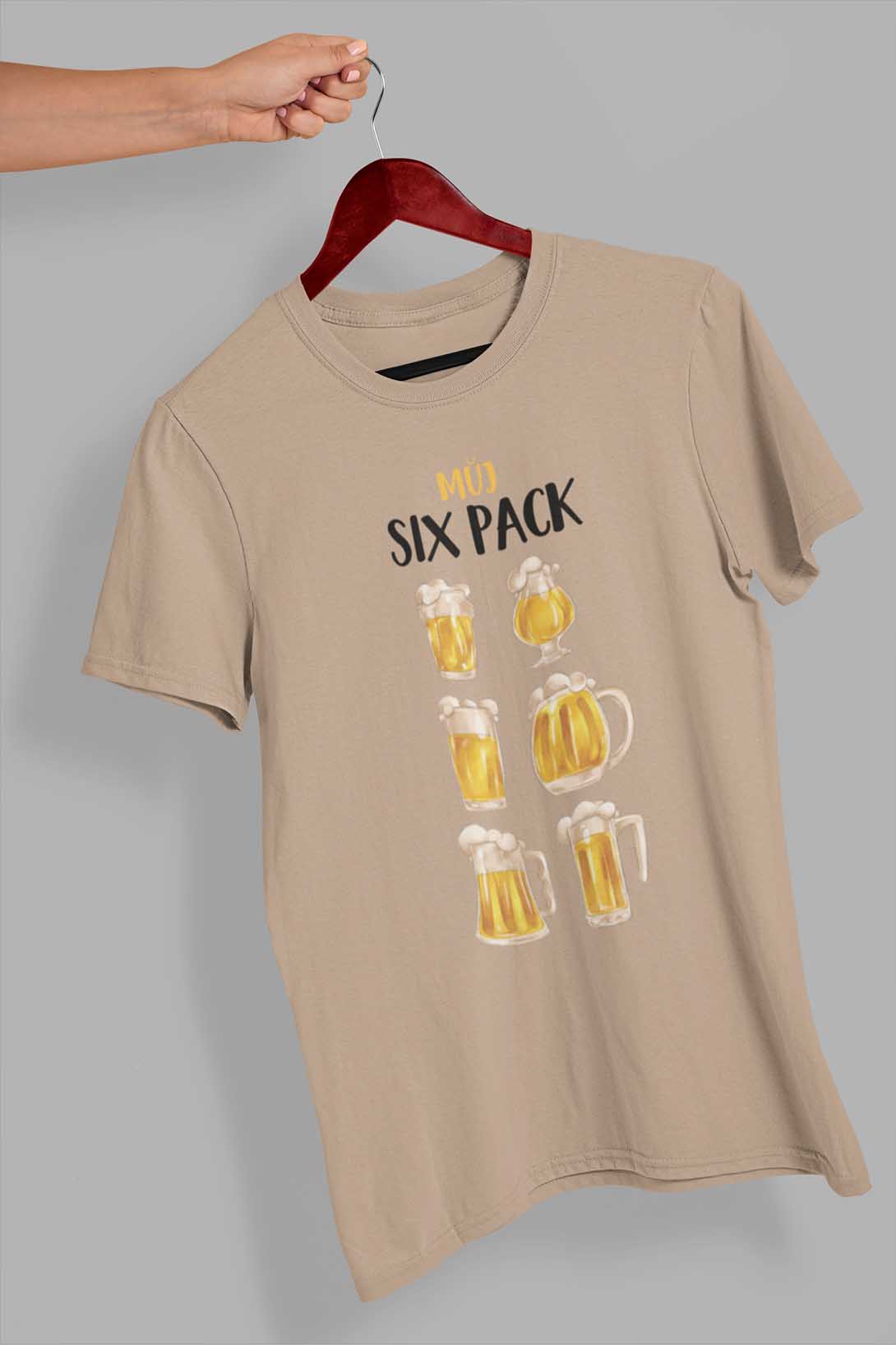 Pánské tričko Můj six pack Barva: Písková, Velikost: 2XL