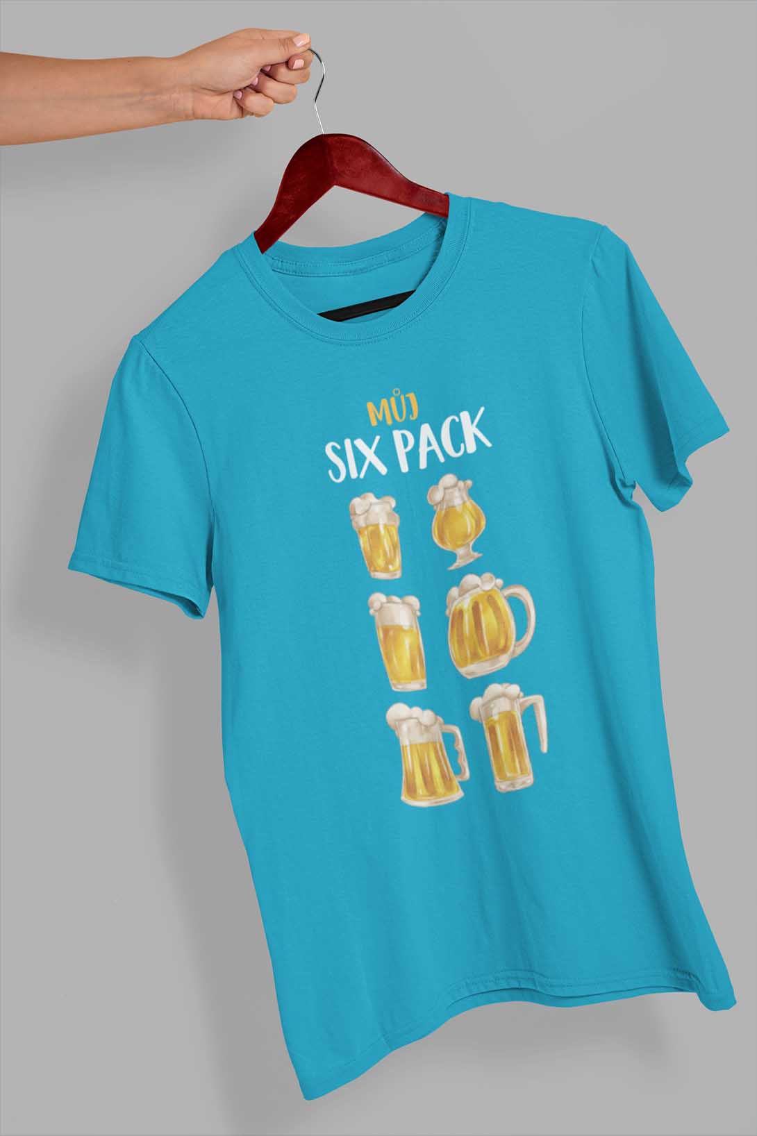 Pánské tričko Můj six pack Barva: Tyrkysová, Velikost: 2XL