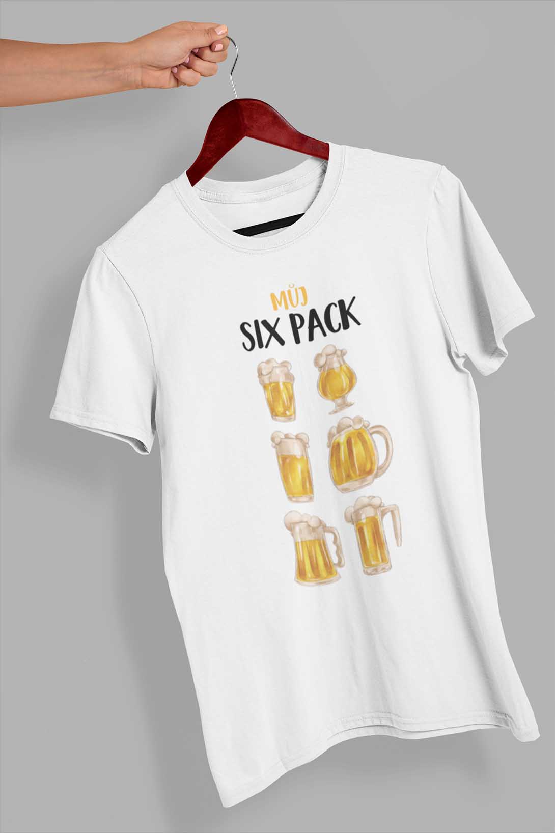 Pánské tričko Můj six pack Barva: Bíla, Velikost: 4XL