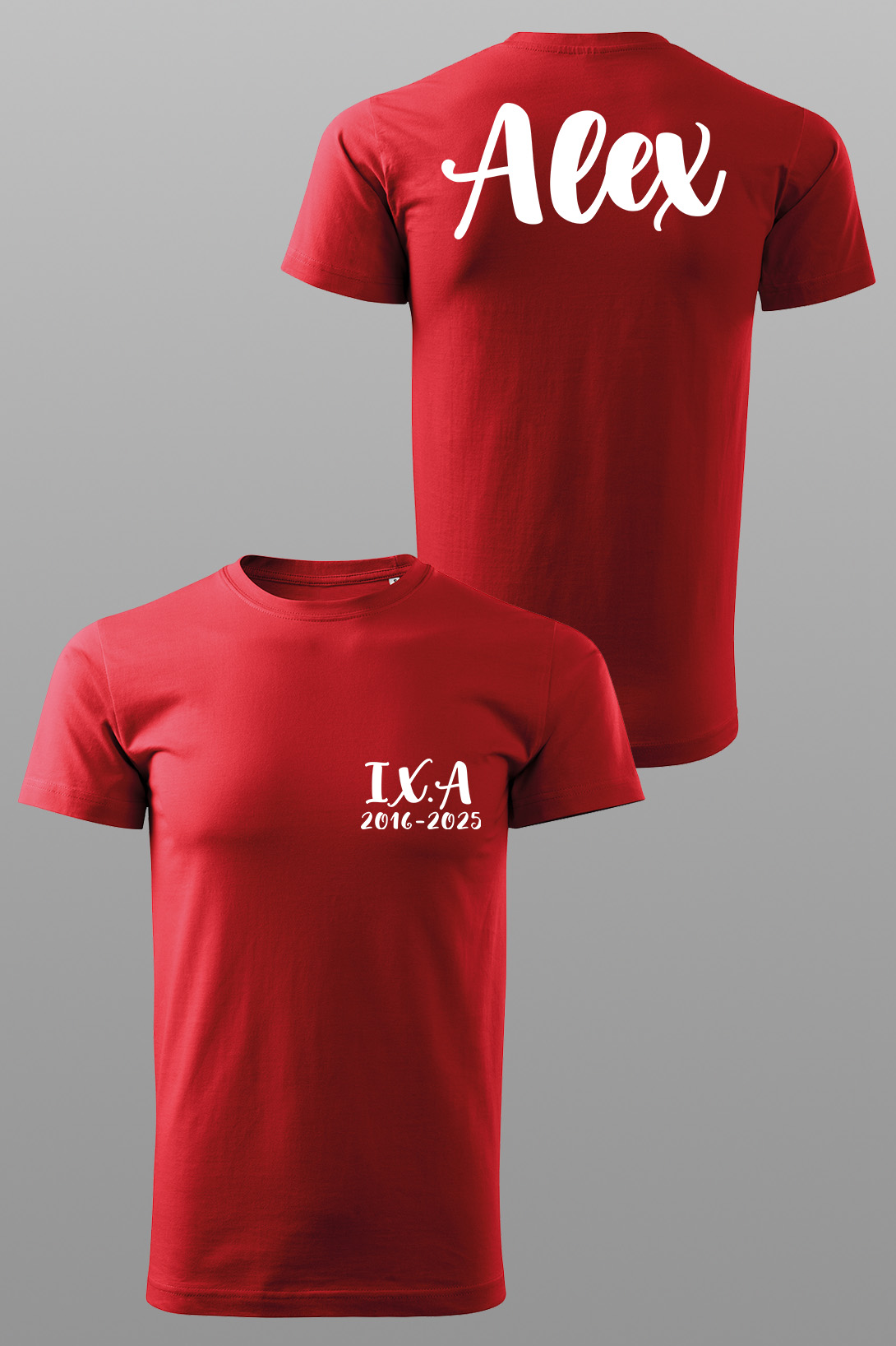 Absolventské tričko s vlastním jménem Barva: Marlboro červená