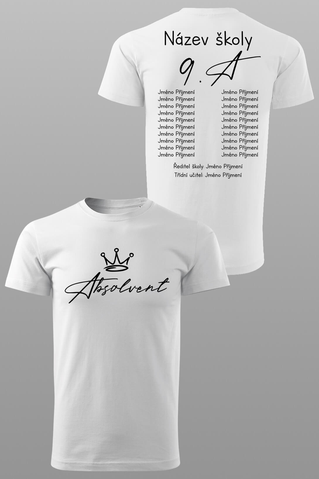 Absolventské tričko Absolvent s korunkou Barva: Bíla, Velikost: 5XL