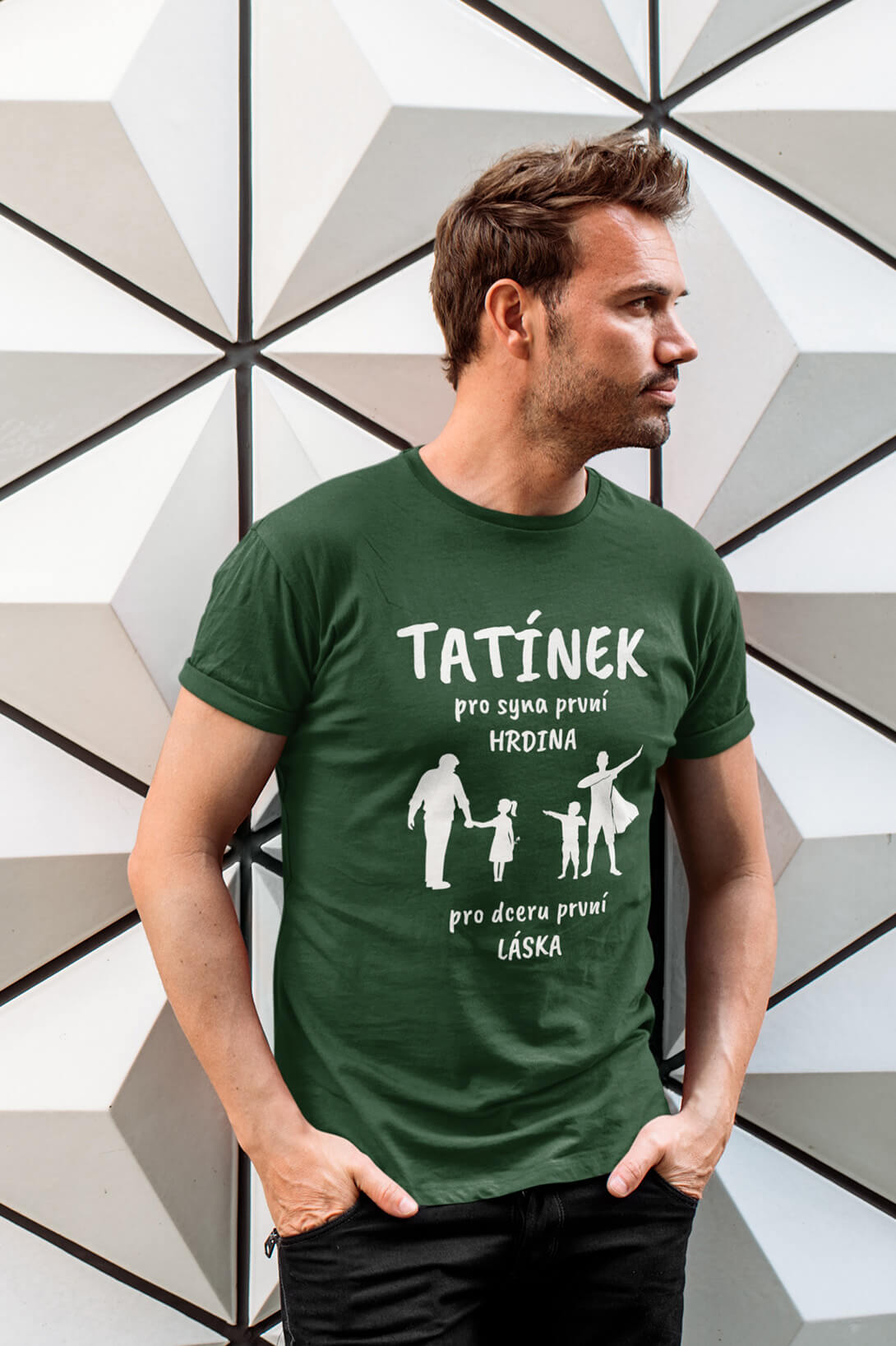 Pánské tričko Tatínek Barva: Láhvově zelená