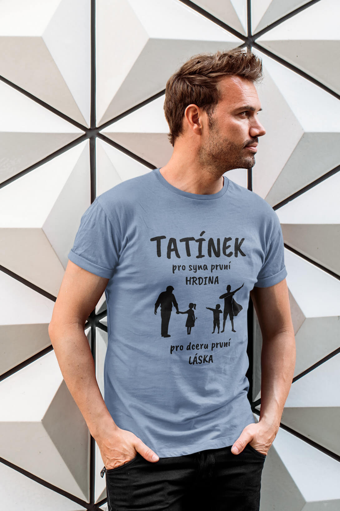 Pánské tričko Tatínek Barva: Nebeská modrá