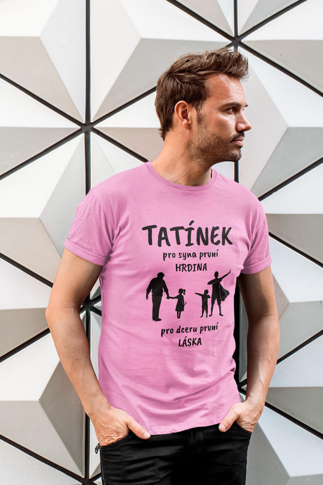Pánské tričko Tatínek Barva: Ružová