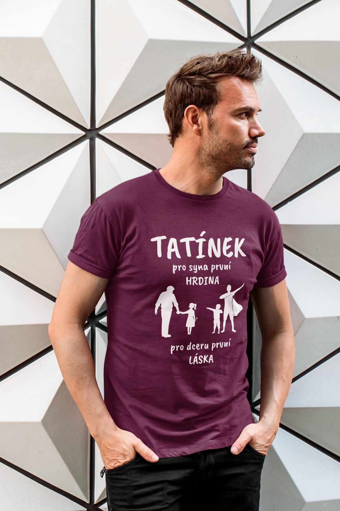 Pánské tričko Tatínek Barva: Fuchsiová, Velikost: L