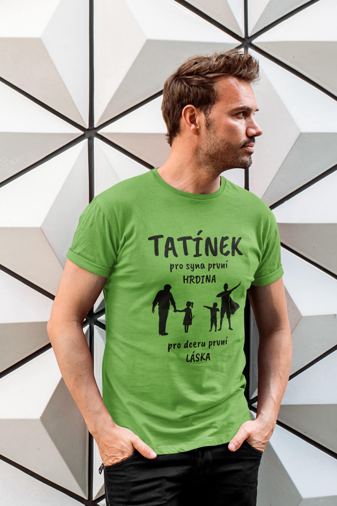 Pánské tričko Tatínek Barva: Hrášková zelená