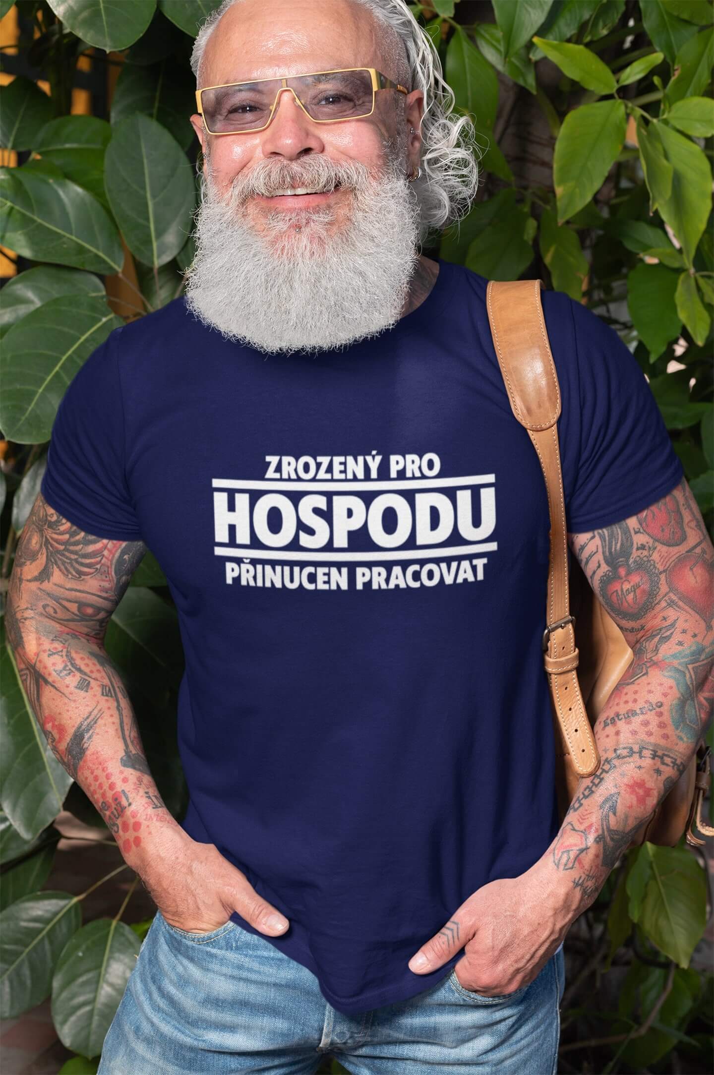 Pánské tričko Zrozený pro hospodu Barva: Půlnoční modrá, Velikost: S