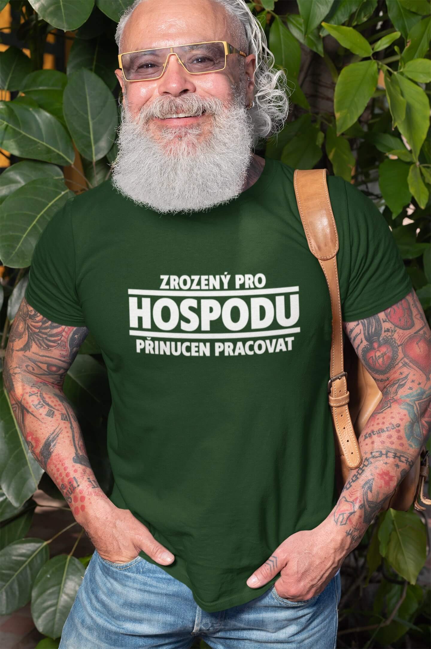 Pánské tričko Zrozený pro hospodu Barva: Láhvově zelená, Velikost: 2XL