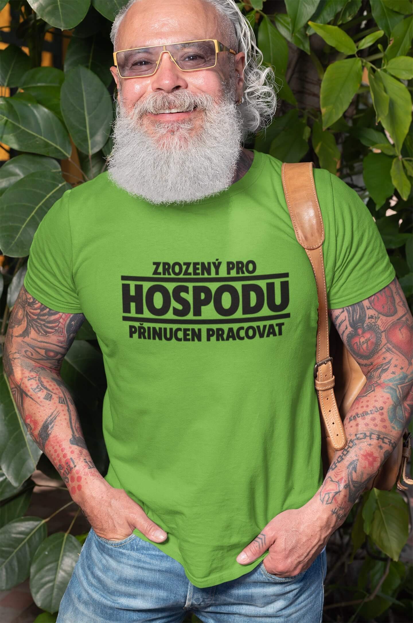 Pánské tričko Zrozený pro hospodu Barva: Hrášková zelená, Velikost: L