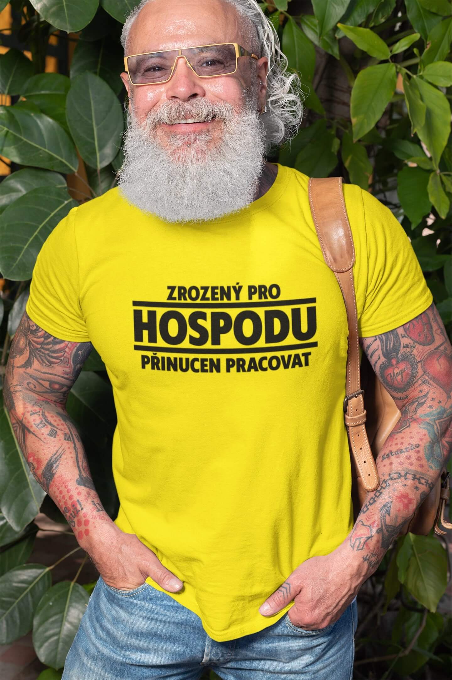 Pánské tričko Zrozený pro hospodu Barva: Citrónová, Velikost: 3XL