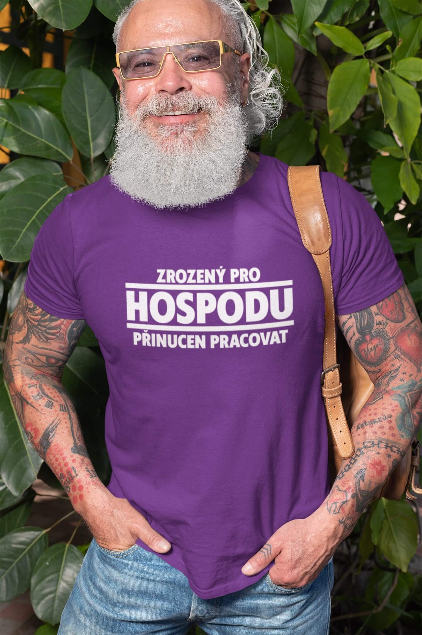 Pánské tričko Zrozený pro hospodu Barva: Fialová, Velikost: XS