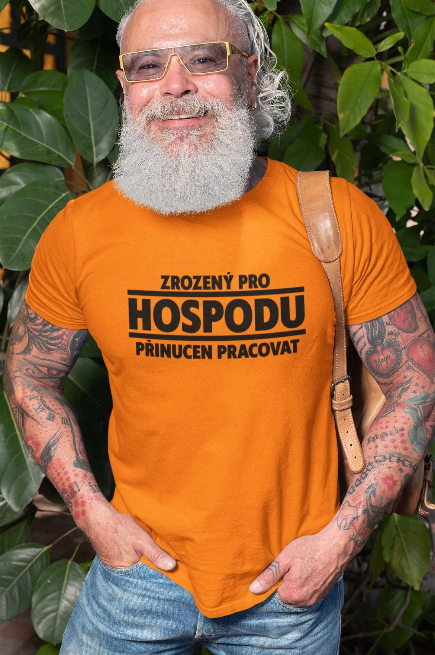 Pánské tričko Zrozený pro hospodu Barva: Mandarínková oranžová, Velikost: M