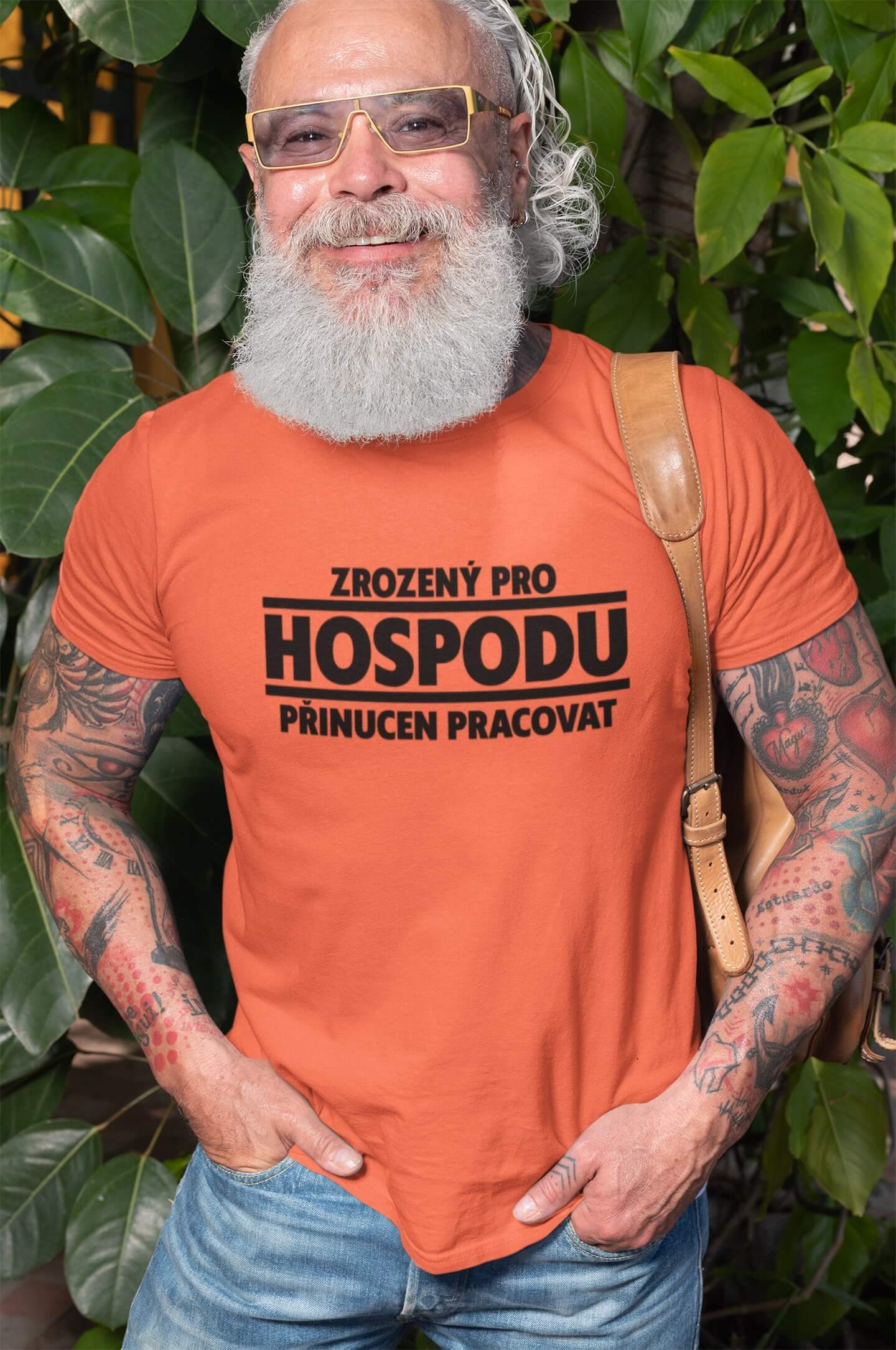 Pánské tričko Zrozený pro hospodu Barva: Korálová, Velikost: 2XL